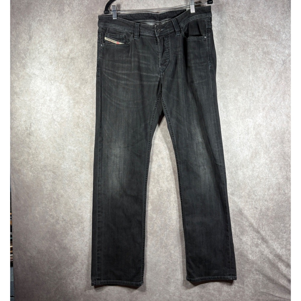Diesel Jeans Men 34x34 Black Viker Straight Faded Wash‎ Stretch Denim Streetwear